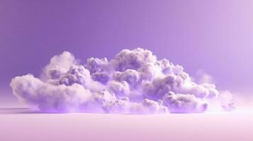 Generative AI, Purple, digital lavender color fantastic 3d clouds on the floor, sky and landscape. Gentle colors and with bright lights. photo