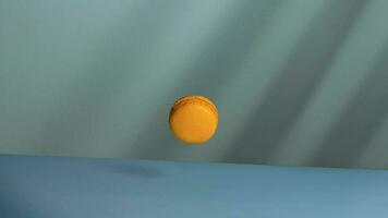 Stop motion animation magic video.Transformation of lemon into dessert macaron.Lemon yellow macaron. video