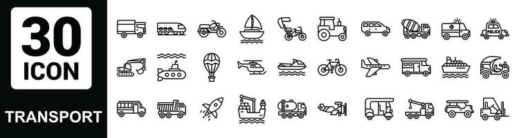 Vector Transport Line Outline Icon Set