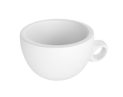 3d Foto realistisch Weiß Tasse Symbol Attrappe, Lehrmodell, Simulation Wiedergabe. Design zum Attrappe, Lehrmodell, Simulation Keramik sauber Weiß Becher mit ein matt bewirken isoliert transparent pgn png