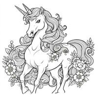 Unicornio para colorear para niños. foto