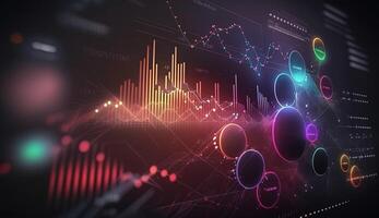 , stock market chart lines, financial graph on technology abstract background represent financial crisis, financial meltdown. Technology concept, trading market concept. photo