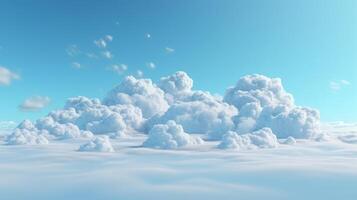 , Blue fantastic 3d clouds on the floor, sky and landscape. Gentle colors and with bright lights. photo