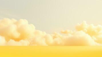 generativo ai, ligero amarillo fantástico 3d nubes en el piso, cielo y paisaje. amable colores y con brillante luces. foto