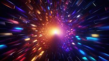 Abstract tunnel with colorful stripes in motion. photo