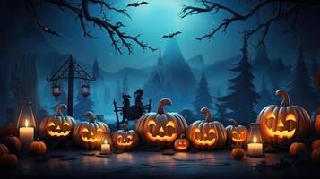 Halloween background with jack o lantern pumpkin. photo