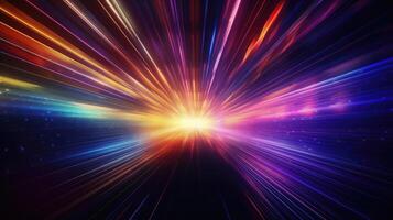 Abstract tunnel with colorful stripes in motion. photo
