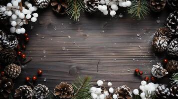 Christmas frame of tree branches. photo