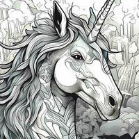 unicornio colorante paginas cómic estilo foto