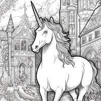 unicornio colorante paginas cómic estilo foto