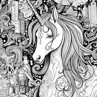 unicornio colorante paginas cómic estilo foto