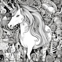 unicornio colorante paginas cómic estilo foto