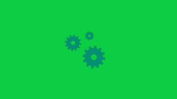 ambientazione icona animazione, Ingranaggio ruote rotante animazione su verde schermo sfondo video