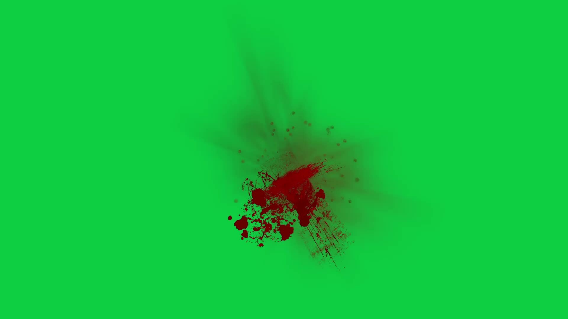 Quick blood splatter effect animation isolated on green screen