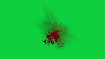 Quick blood splatter effect animation isolated on green screen background video