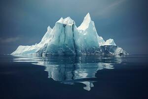 Iceberg floating in ocean. Generative AI photo