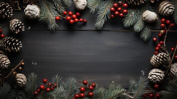 Christmas frame of tree branches. photo