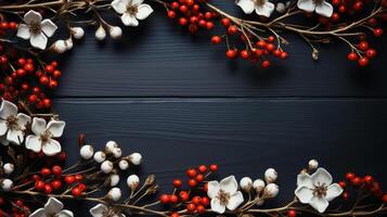 Christmas frame of tree branches. photo