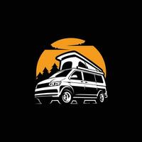 Camper Van Caravan Vector Art Illustration. Best for Campervan Tshirt Design and Sticker Related.