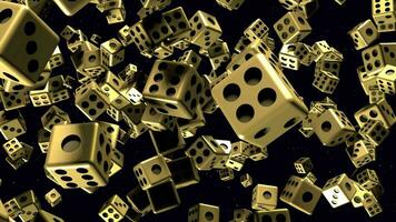 3D animation of golden dice in looped video