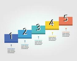 timeline step square chart template for infographic for presentation for 5 element vector