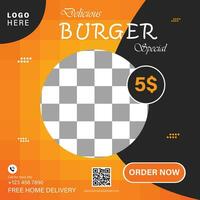 Editable fast food restaurant business marketing Social Media Post Design and web banner, Social media poster design template for food menu. vector