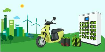 Battery swapping technology provides Quick exchange of EV batteries the future technology vector