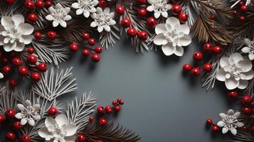 Christmas frame of tree branches. photo