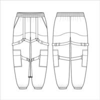 Pants, Trousers Vector Flat Sketch Template