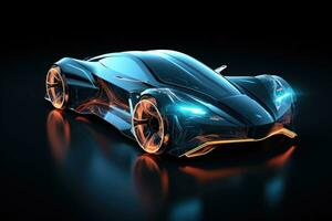 futurista deporte coche con brillante LED luces. generativo ai foto