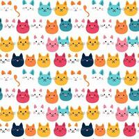 seamless Pattern Minimal colorful cats on white background photo