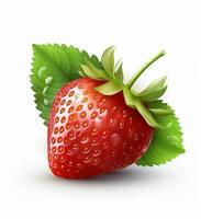 Strawberry berry isolated on white. Illustration AI Generative photo