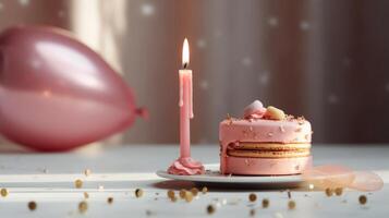 Birthday Cake. Illustration AI Generative photo