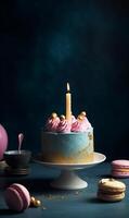 Birthday Cake. Illustration AI Generative photo