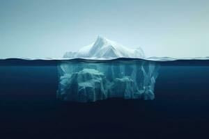 Iceberg with hidden part under water in ocean. Generative AI photo