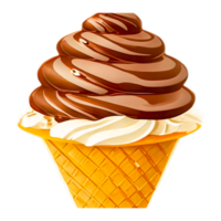 Ice cream cone Chocolate ice cream Soft serve, Cartoon ice cream, cartoon Character, cream, food Generative AI png