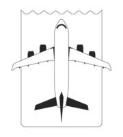 Plane ticket flat monochrome isolated vector object. Editable black and white line art drawing. Simple outline spot illustration for web graphic design