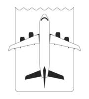 Plane ticket flat monochrome isolated vector object. Editable black and white line art drawing. Simple outline spot illustration for web graphic design