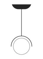 Lamp hanging flat monochrome isolated vector object. Ceiling light living room. Ceiling lamp. Editable black and white line art drawing. Simple outline spot illustration for web graphic design