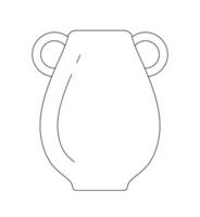 Ceramic vase monochrome flat vector object. Pottery hobby. Handmade dish. Editable black and white thin line icon. Simple cartoon clip art spot illustration for web graphic design