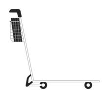 Luggage cart at airport, hotel flat monochrome isolated vector object. Baggage handling trolley. Editable black and white line art drawing. Simple outline spot illustration for web graphic design