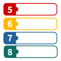 Infografik Speisekarte aufführen 8 Schritt oder Verfahren, Präsentation aufführen Speisekarte, Infografik aufführen Nummer Element png