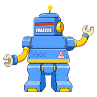 Flat icon design retro toy blue robot png