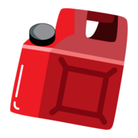 Red canister with gasoline. Plastic bottle for car. Flat cartoon icon. png
