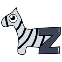 fofa zebra dentro a forma do uma carta - z. para uma estrangeiro língua aprendizado. png