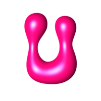 U liquid pink 3D alphabet y2k style png