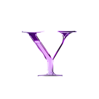 Y purple metallic luxury chrome alphabet font png