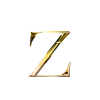 z guld metallisk lyx krom alfabet font png