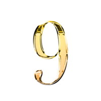 nueve oro metálico lujo cromo alfabeto número fuente png