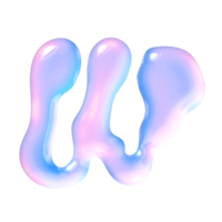 w alphabet avec y2k liquide pastel hologramme chrome effet png